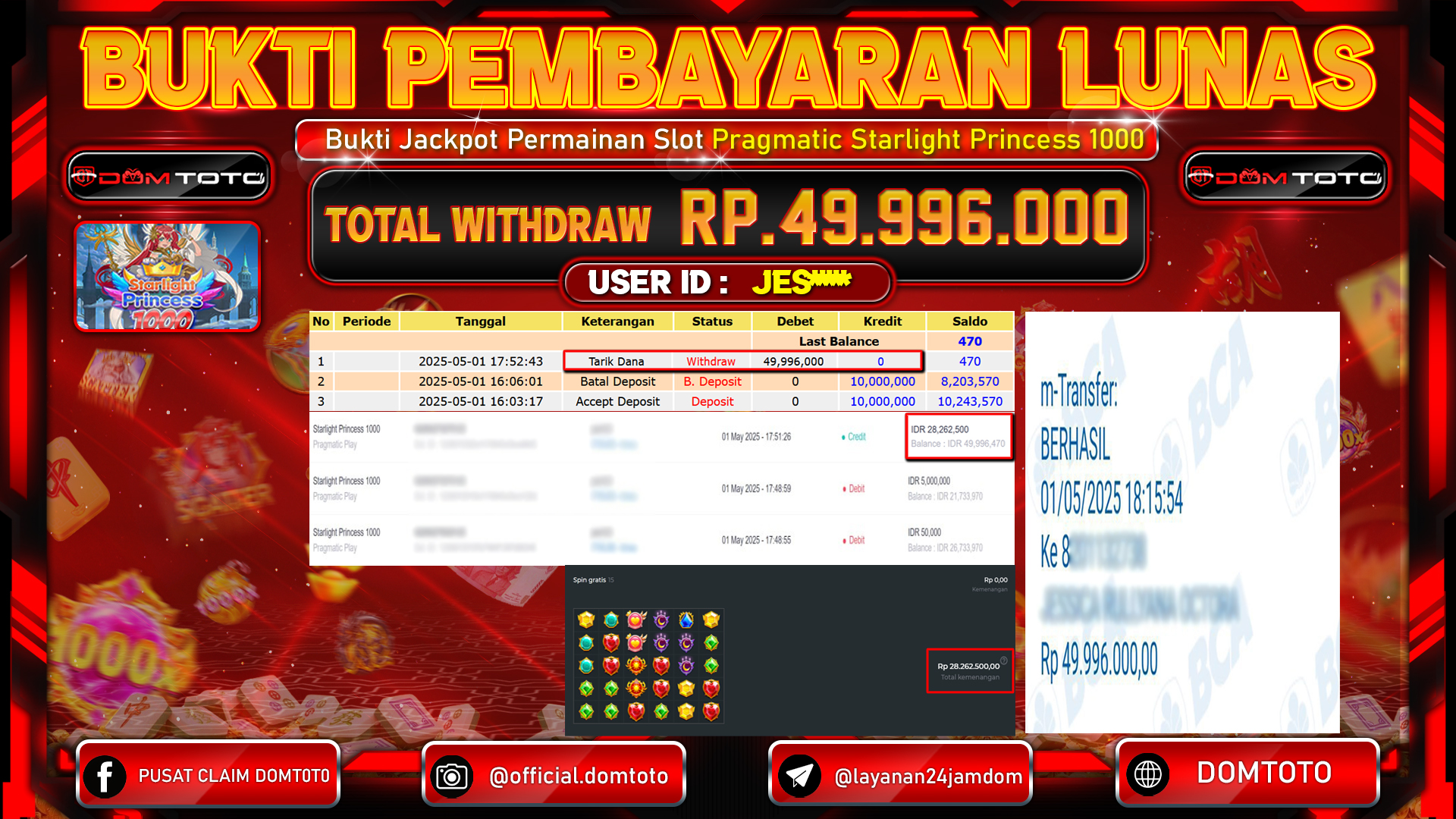 JACKPOT SLOT STARLIGHT PRINCES 1000 1 MEI 2025